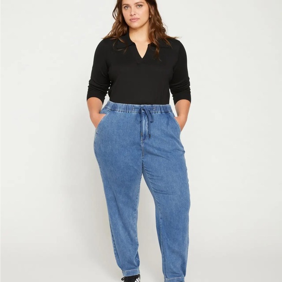 Universal Standard Denim Joggers Drawstring Waist - Picture 3 of 5